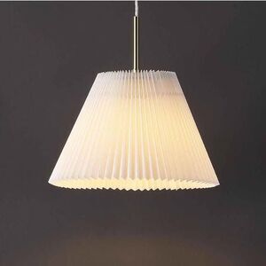 JONATHAN Y Alden white pleated  linen shade Pendant WITH GOLD BRASS